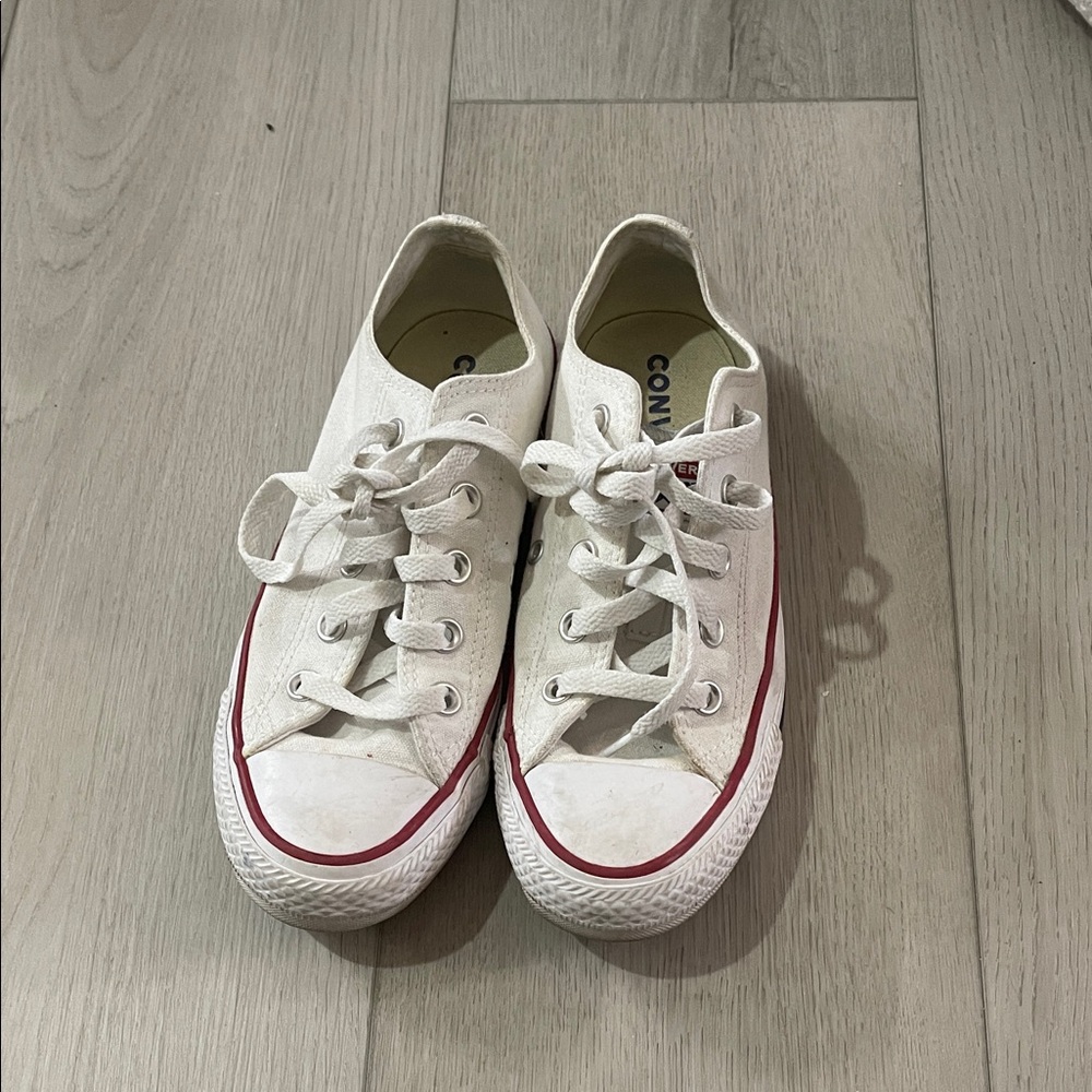 Converse White Sneakers with Red Accents